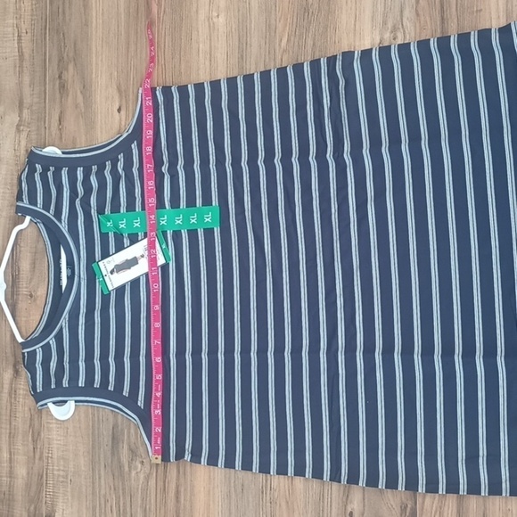 NWT Hilary Radley blue white striped rayon midi t-shirt maxi dress size XL - Picture 6 of 7